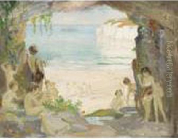 Nymphs In A Cove Oil Painting by Arthur Henry Jenkins