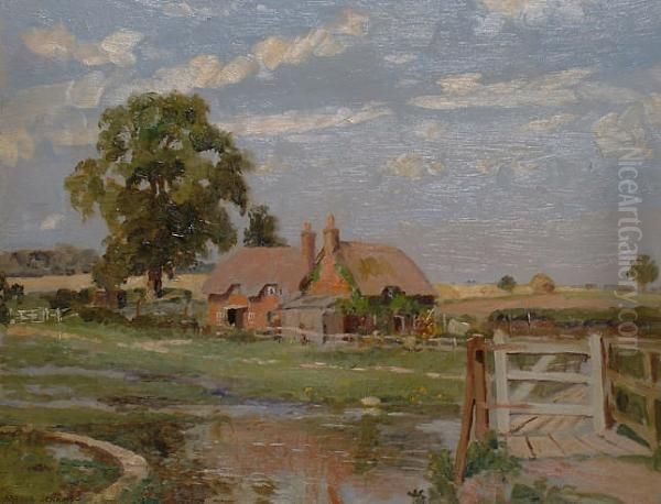 On The River Dunn Between Froxfield And Hungerford. Oil Painting by Arthur Henry Jenkins