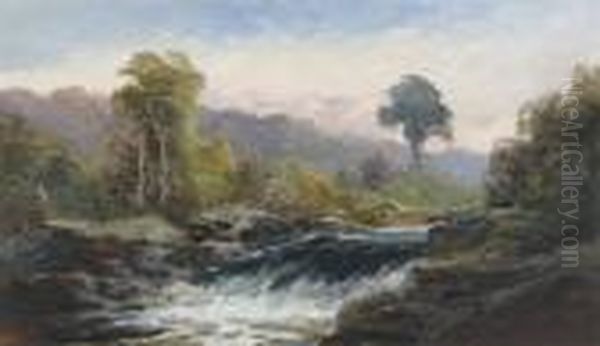 River Landscapes, Probably In Devon Or Cornwall Oil Painting by George Henry Jenkins