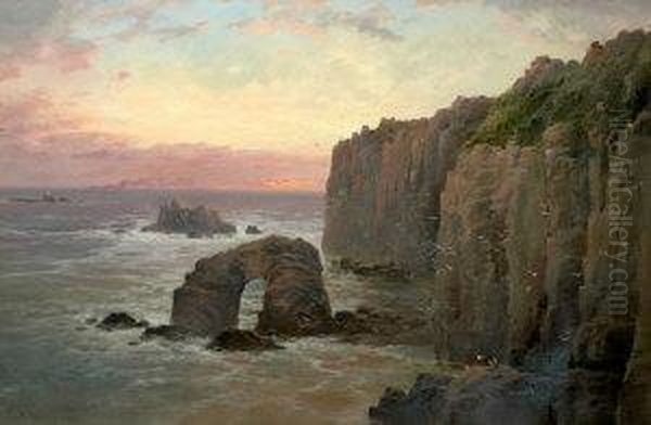 Rocky Coastline Oil Painting by George Henry Jenkins