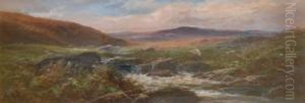 Fishing A Dartmoor Stream Oil Painting by George Henry Jenkins