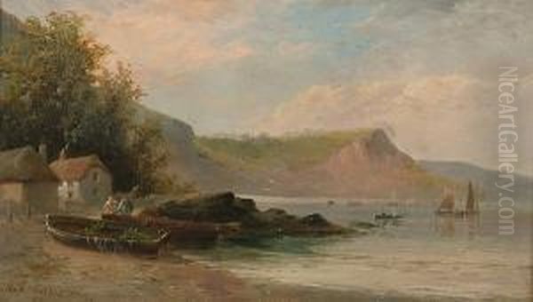 Fishing Boats Pulled Up In A Cove Oil Painting by George Henry Jenkins