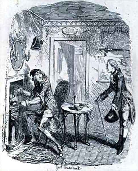 Captain Bath making Posset Oil Painting by George Cruikshank I