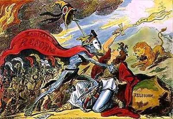 Death or Liberty or Britannia and the Virtues of the Constitution in Danger of Violation from the Great Political Libertine Radical Reform Oil Painting by George Cruikshank I