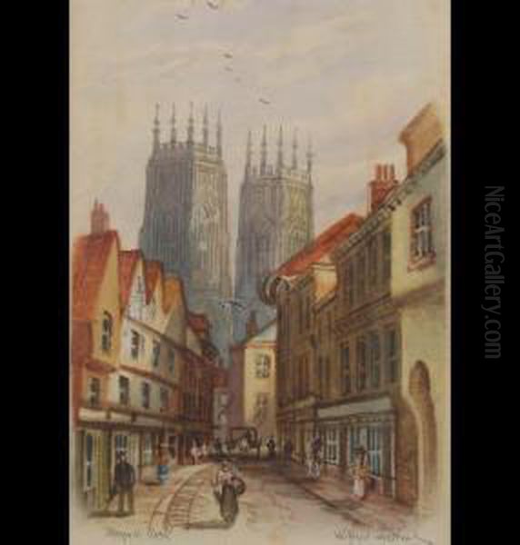 Petergate York Oil Painting by Wilfred Jenkins