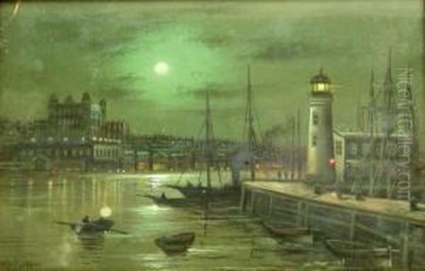 Moonlight From The Lighthouse Oil Painting by Wilfred Jenkins