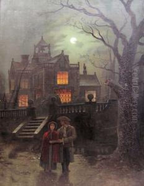 Lovers In Moonlight Oil Painting by Wilfred Jenkins