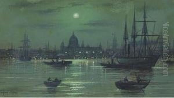 On The Thames Oil Painting by Wilfred Jenkins