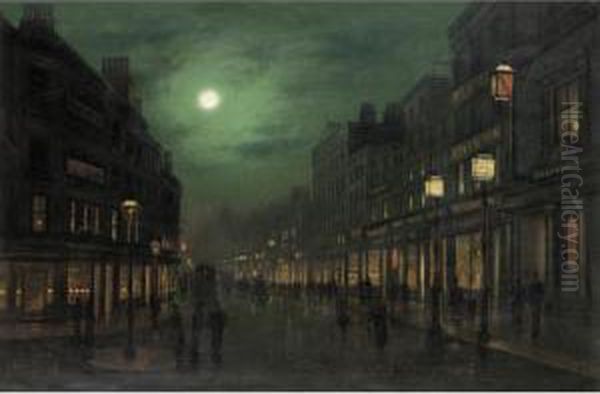 The Strand By Moonlight Oil Painting by Wilfred Jenkins