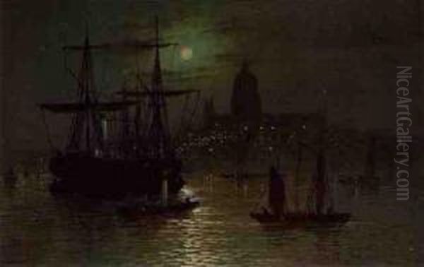 St Pauls From The Thames Oil Painting by Wilfred Jenkins