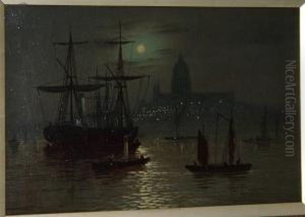 St Paul's From The Thames Oil Painting by Wilfred Jenkins