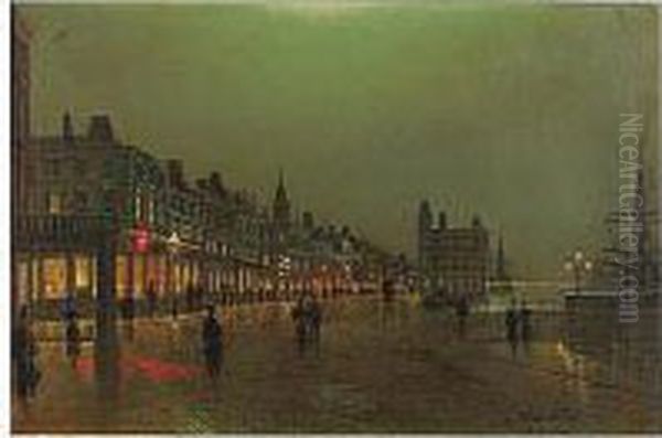 Fl.-, Promenade At Dusk, Signed 
L.r.: Wilfred Jenkins, Oil On Canvas, 40 By 62 Cm.; 15n By 24iin Oil Painting by Wilfred Jenkins