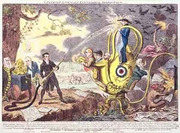 A Patriot Luminary Extinguishing Noxious Gas Oil Painting by George Cruikshank I