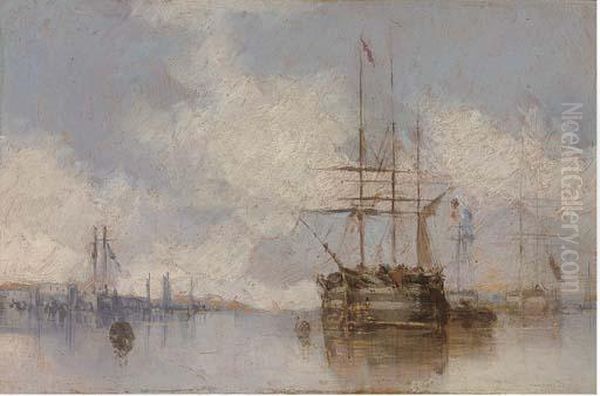 Warships At Anchor Oil Painting by Isaac Walter Jenner