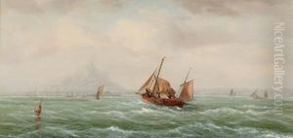 Vessels Off St. Michaels Mount; Shipping Off Bridport Oil Painting by Isaac Walter Jenner