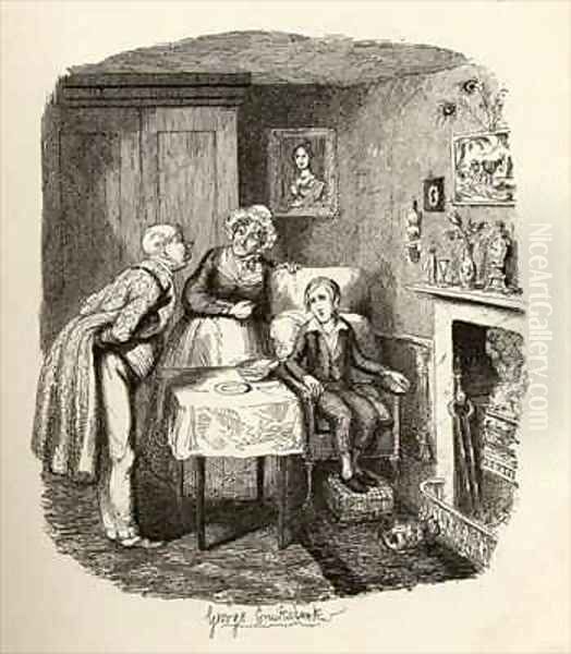 Oliver recovering from the fever Oil Painting by George Cruikshank I