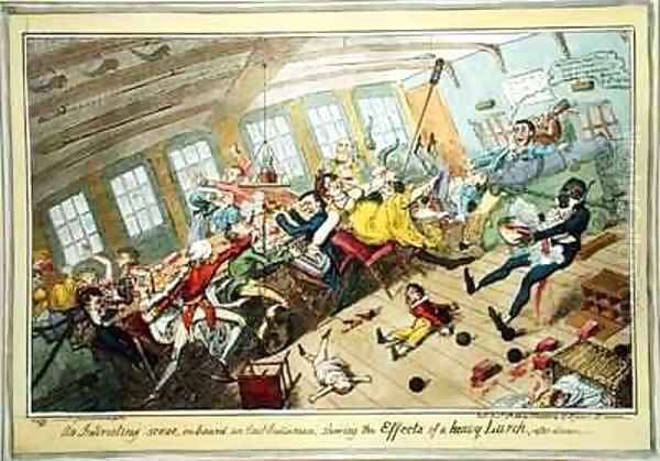 An Interesting Scene on board an East Indiaman showing the Effects of a Heavy Lurch Oil Painting by George Cruikshank I