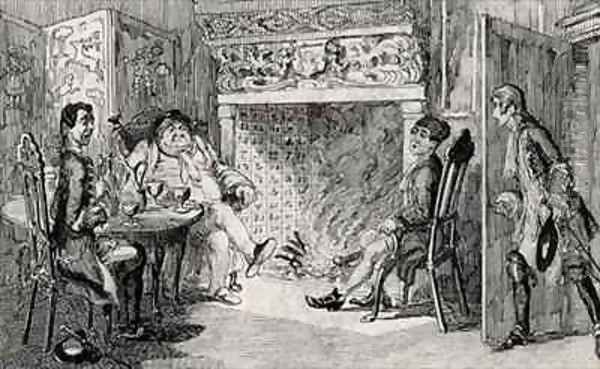 Francis Osbaldistone at Squire Inglewoods Oil Painting by George Cruikshank I