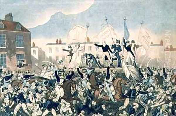 The Peterloo Massacre Oil Painting by George Cruikshank I