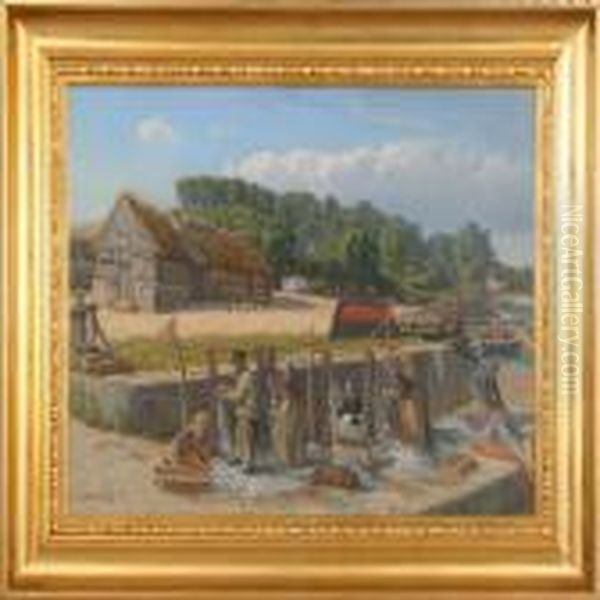 The Heerings Are Boxed. Signed Gabriel J. Dated On The Back 1910 Oil Painting by Gabriel Oluf Jensen