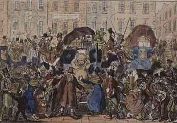 Travelling in England or a Peep from the White Horse Cellar Oil Painting by George Cruikshank I