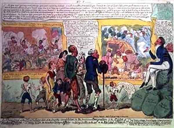 A Strong Proof of the Flourishing State of the Country exemplified in the Proposed Emigration to the Cape of Good Hope Oil Painting by George Cruikshank I