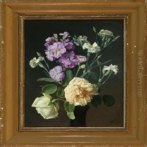 Blomsterbillede Oil Painting by Karl Jensen