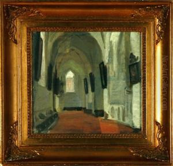 Interior From Maria Church In Elsinore, Denmark Oil Painting by Karl Jensen