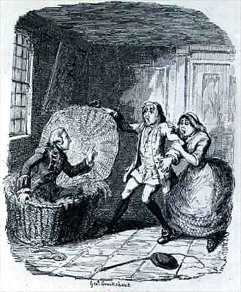 Booth discovered in the Hamper Oil Painting by George Cruikshank I