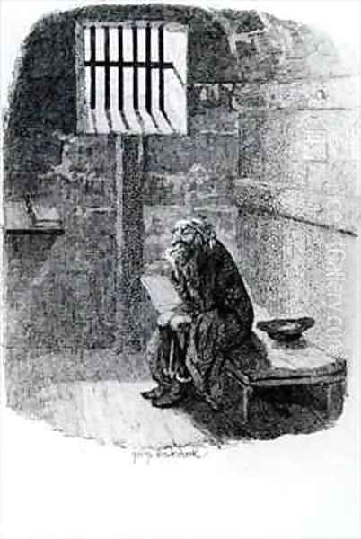 Fagin in the Condemned Cell Oil Painting by George Cruikshank I