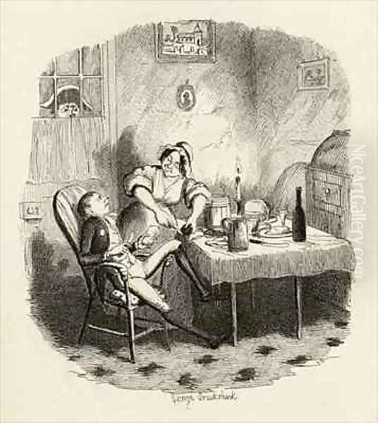 Mr Claypole as he appeared when his master was out Oil Painting by George Cruikshank I