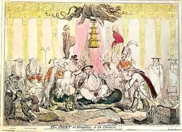 The Court at Brighton a la Chinese Oil Painting by George Cruikshank I