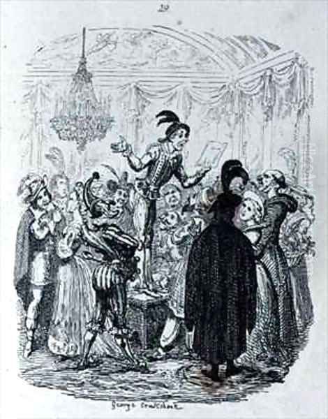 The Masquerade Scene Oil Painting by George Cruikshank I