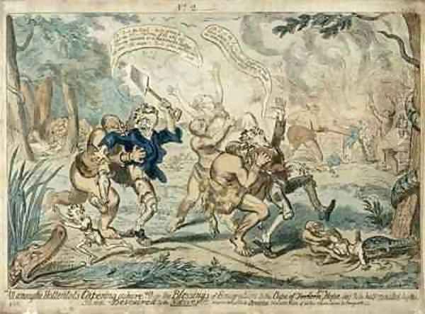 All Among the Hottentots Capering Ashore Oil Painting by George Cruikshank I