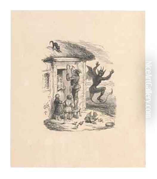 Illustration from The True Legened of St Dunstan and the Devil Oil Painting by George Cruikshank I