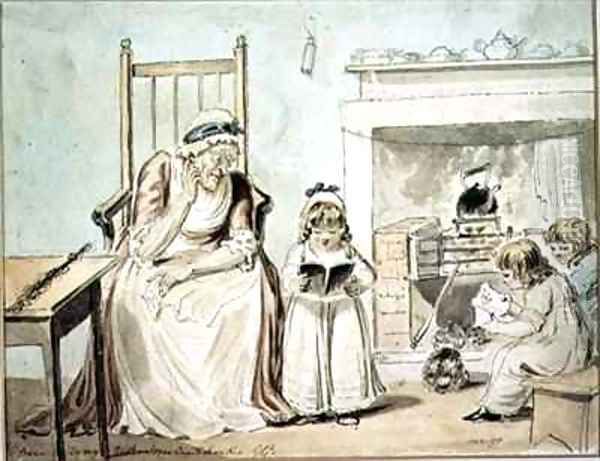 The Dame School Oil Painting by George Cruikshank I