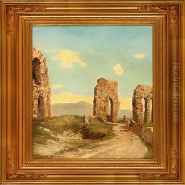 View Of The Roman Campagna Oil Painting by Harald Jerichau