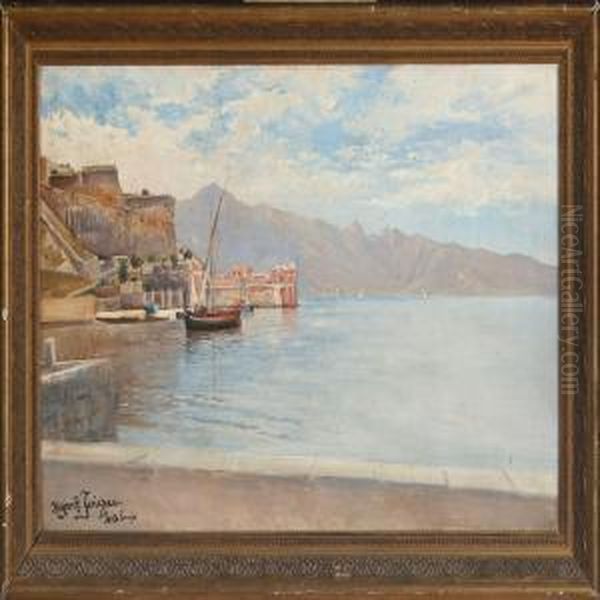 Italian Scenery From Artificial Harbour At The Island Elba, Italy Oil Painting by Harald Jerichau