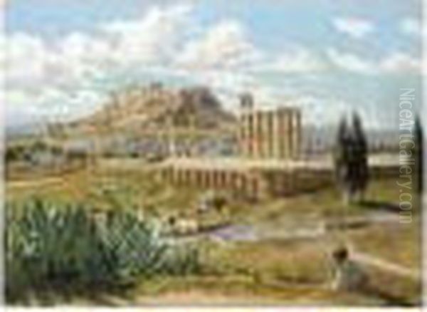 Overlooking The Acropolis Oil Painting by Harald Jerichau