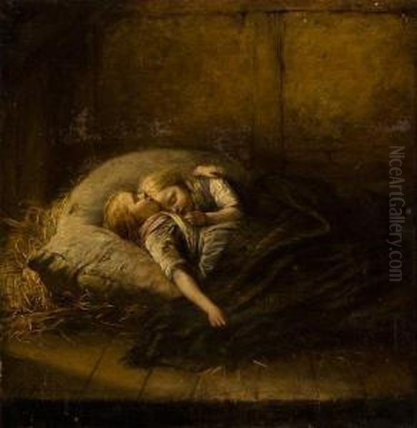 Il Sonno Delle Bimbe Oil Painting by Anna Maria Elisabeth Jerichau-Baumann