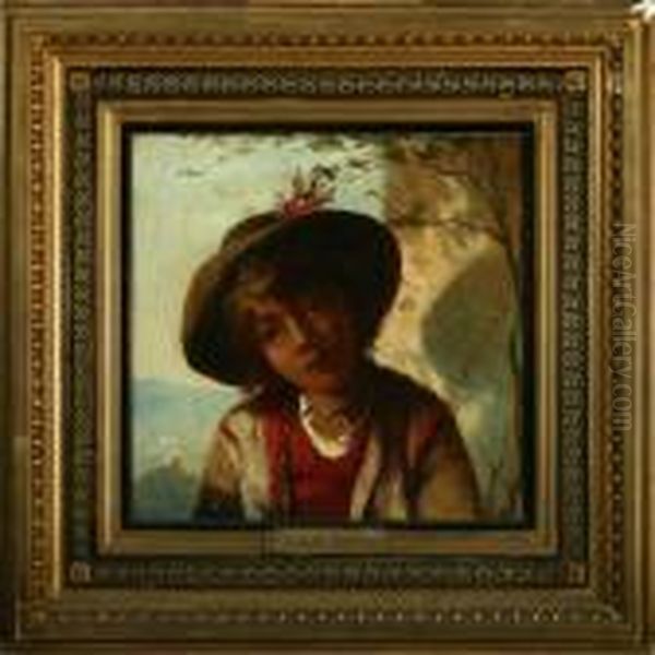 Portrait Of An Italian Boy Oil Painting by Anna Maria Elisabeth Jerichau-Baumann