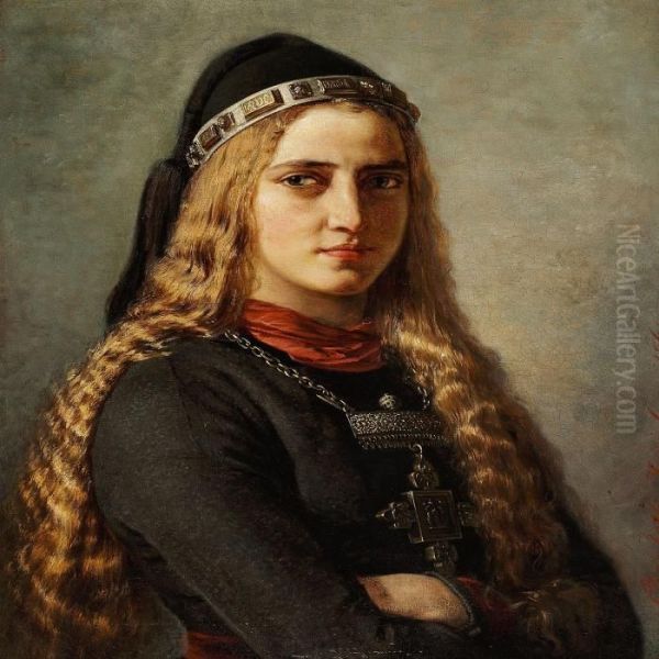 Halgjerde Oil Painting by Anna Maria Elisabeth Jerichau-Baumann