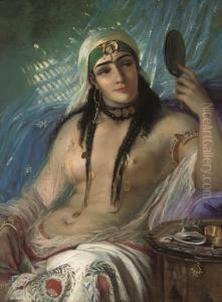 Odalisque Oil Painting by Anna Maria Elisabeth Jerichau-Baumann