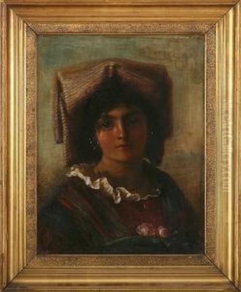 Portrait Of An Italian Woman Oil Painting by Anna Maria Elisabeth Jerichau-Baumann