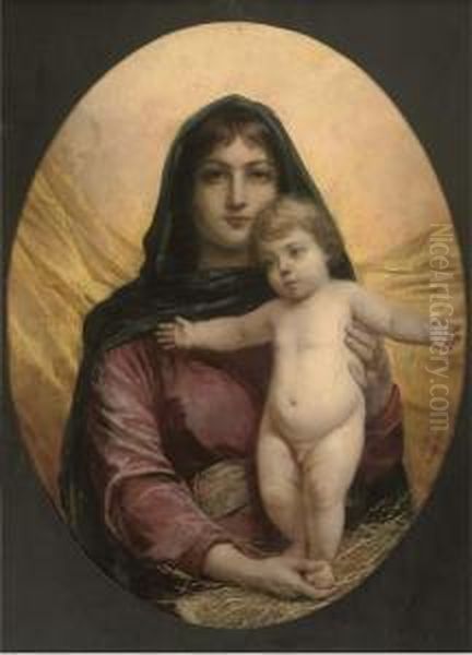 The Madonna And Child Oil Painting by Anna Maria Elisabeth Jerichau-Baumann