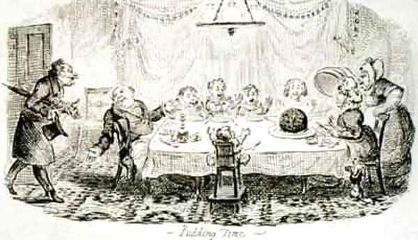 Pudding Time Oil Painting by George Cruikshank I