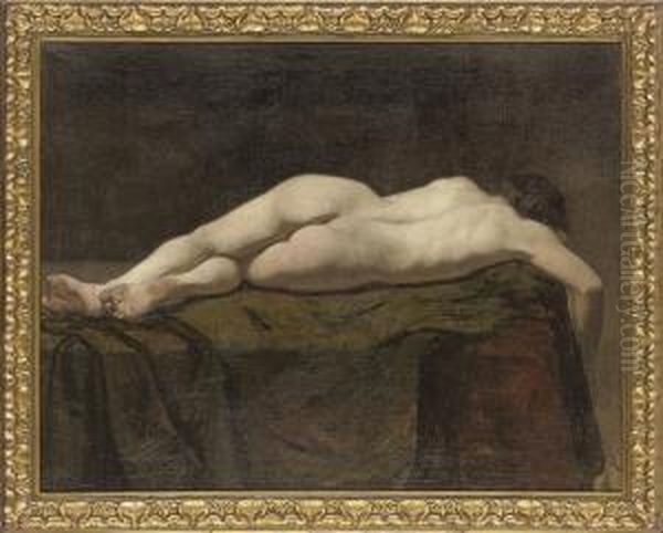 Reclining Nude Oil Painting by August Jernberg