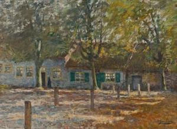 Gutshof Im Sonnenlicht Oil Painting by August Jernberg