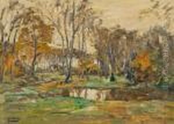 Der Waldweiher Oil Painting by August Jernberg