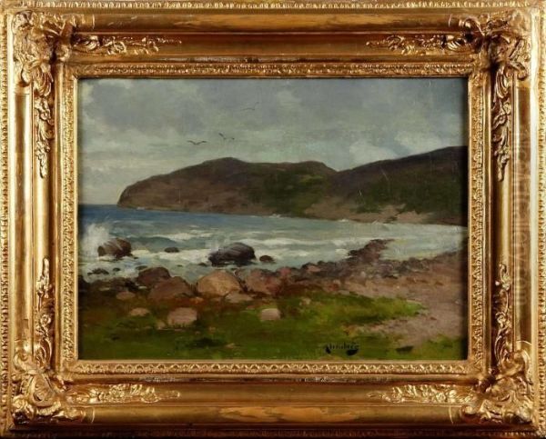 Kustlandskap Oil Painting by August Jernberg